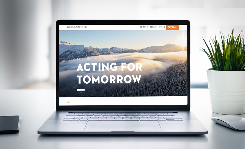 У Звіті про сталий розвиток STIHL за 2024 рік представлені заходи та прогрес, досягнутий у таких ключових сферах, як екосистеми, циркулярність та турбота про навколишнє середовище, за минулий рік. Зображення: ШТИЛЬ.